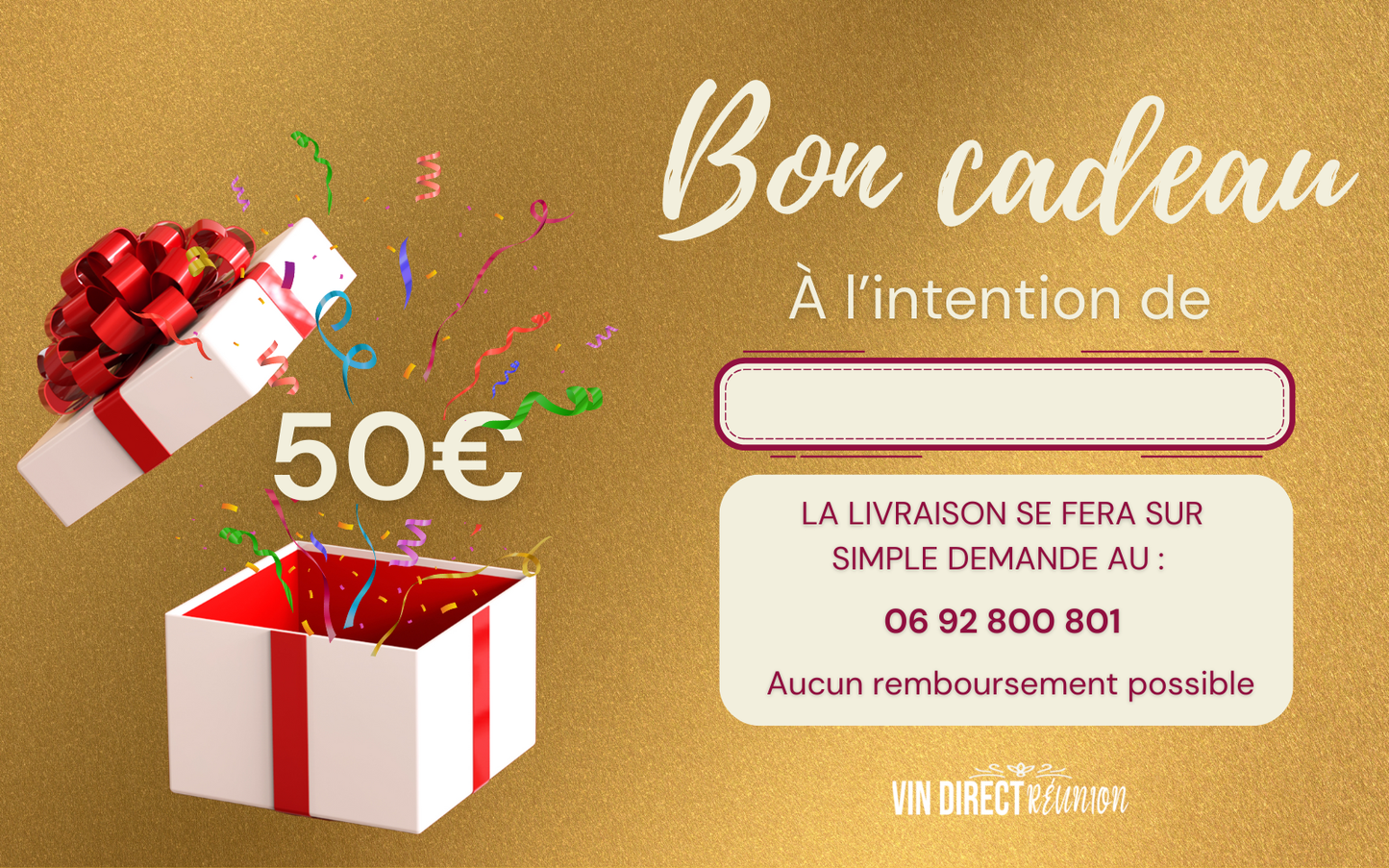BON CADEAU 50 euros