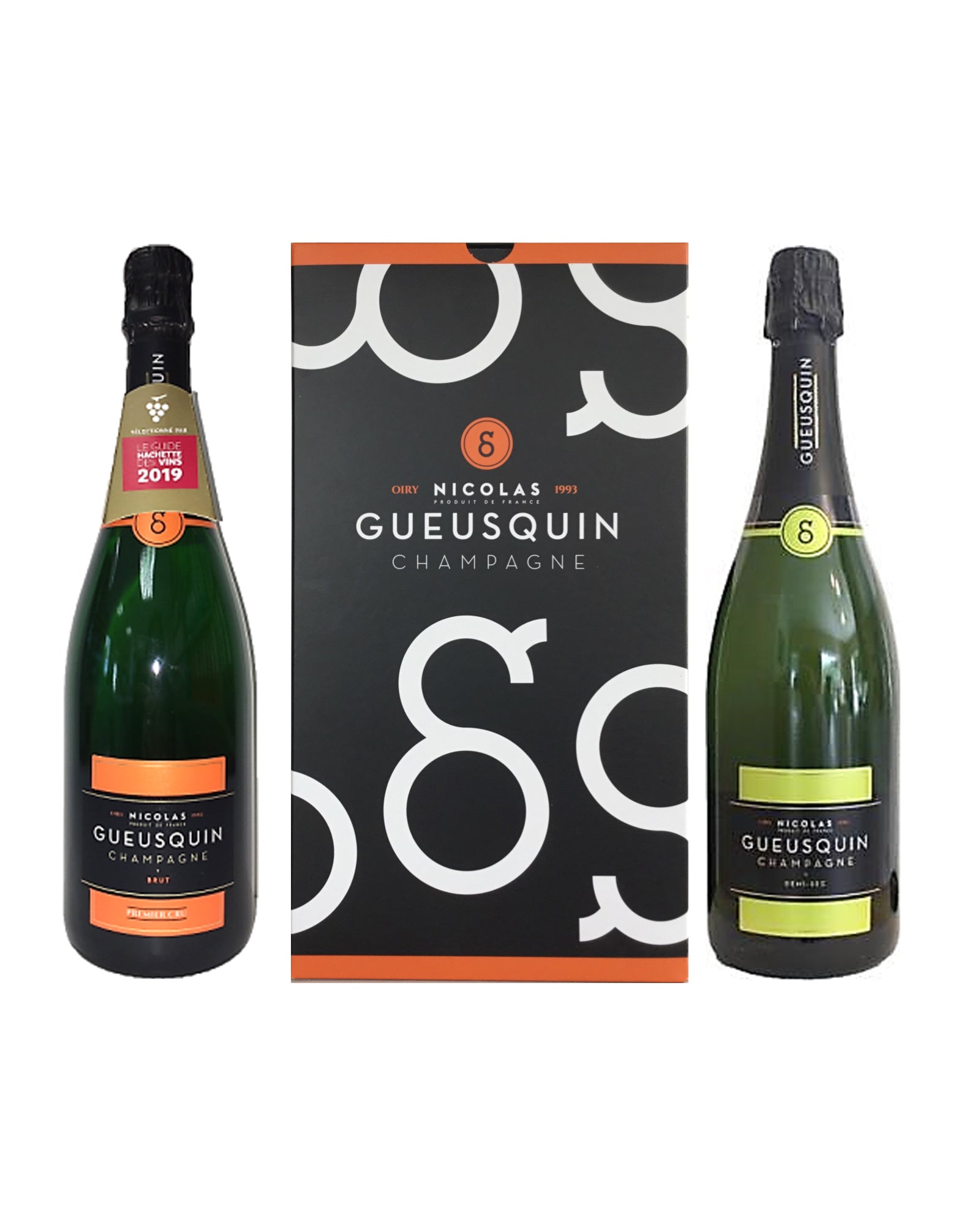 Coffret 2 bouteilles de champagne 1er cru Nicolas Gueusquin